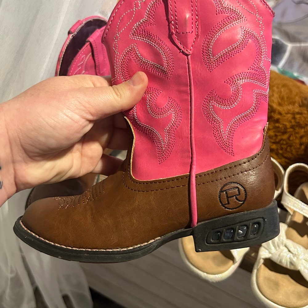 Girls toddler size 10 cowgirl boots , pink and brown